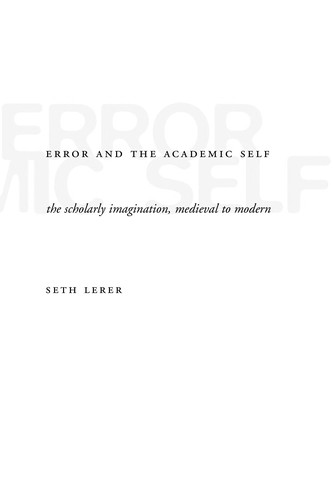 Cover for Error and the academic self