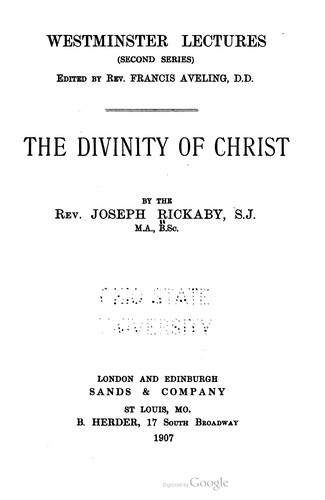 Cover for The divinity of Christ