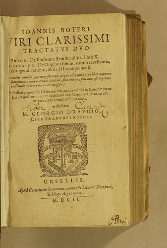 Cover for Ioannis Boteri viri clarissimi tractatus duo