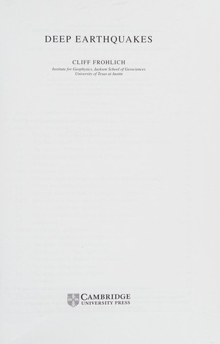 Cover for DEEP EARTHQUAKES.