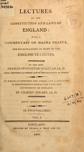 Cover for Lectures on the constitution and laws of England
