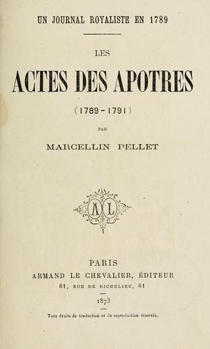 Cover for Actes des apôtres, (1789-1791)
