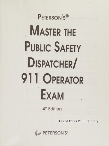 Cover for Peterson's master the public safety dispatcher, 911 operator exam