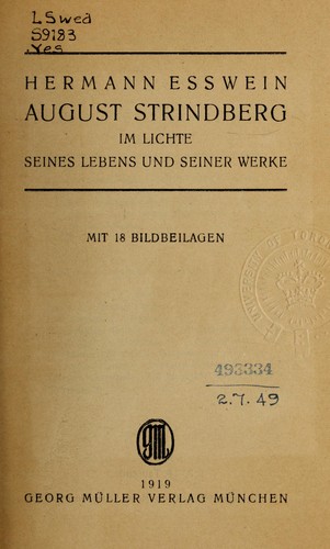 Cover for August Strindberg im lichte seines lebens und seiner werke.