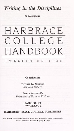 Cover for Writing in the Disciplines to Accompany Horner, Webb, and Miller's Harbrace College Handbook