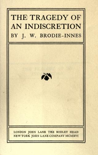 Cover for The tragedy of an indiscretion