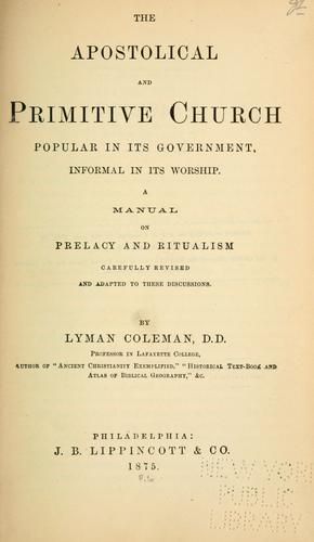 Cover for The apostolical and primitive church