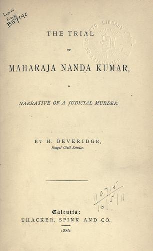 Cover for The trial of Maharaja Nanda Kumar