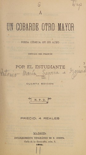 Cover for A un cobarde otro mayor