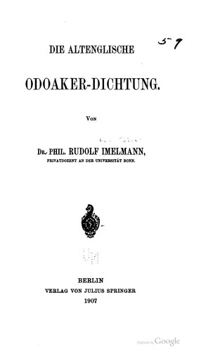 Cover for Die altenglische Odoaker-Dichtung