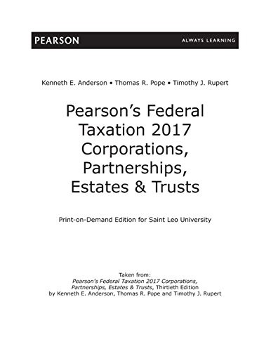 Cover for Pearson's Federal Taxation 2017 Corporations, Partnerships, Estates & Trusts