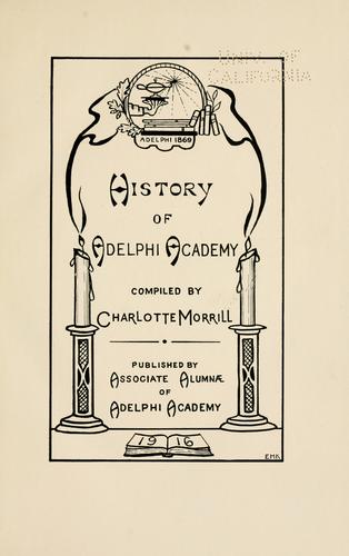 Cover for History of Adelphi Academy