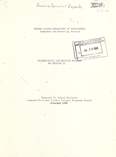 Cover for Chronological legislative history of section 32