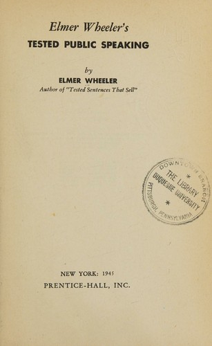 Cover for Elmer Wheeler's tested public speaking,
