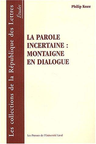 Cover for La parole incertaine