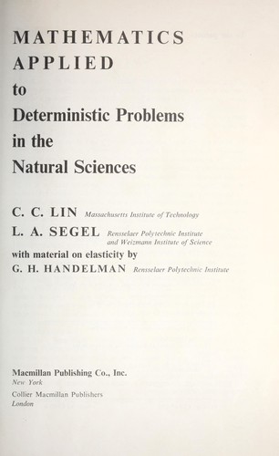 Cover for Mathematics applied to deterministic problems in the natural sciences