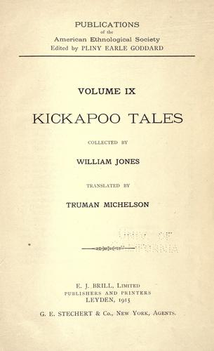 Cover for Kickapoo tales