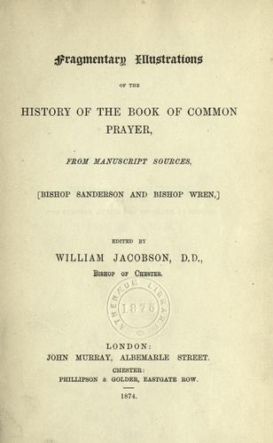 Cover for Fragmentary illustrations of the history of the Book of common prayer