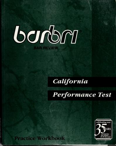 Cover for California performance test workbook