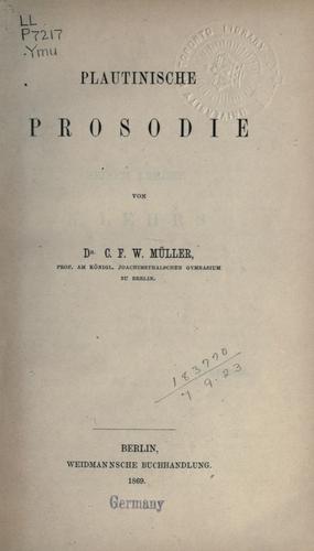 Cover for Plautinische Prosodie.