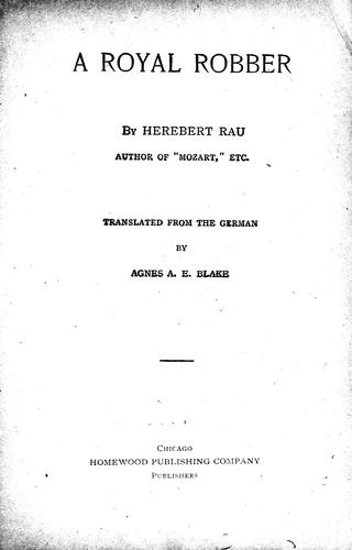 Cover for A royal robber