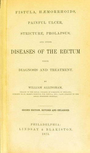 Cover for Fistula, hæmorrhoids, painful ulcer, stricture, prolapsus, and other diseases of the rectum