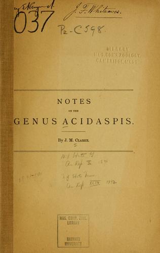 Cover for Notes on the genus Acidaspis