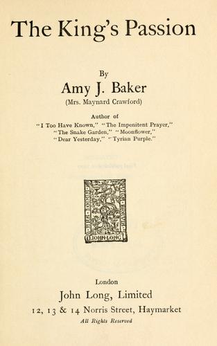 Cover for The king's passion.