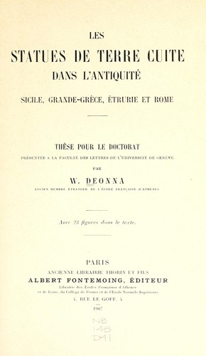 Cover for Les statues de terre cuite dans l'antiquité