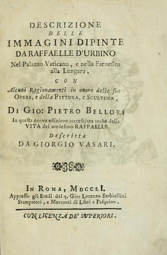 Cover for Descrizione delle immagini dipinte da Raffaelle d'Urbino nel Palazzo Vaticano, e nella Farnesina alla Lungara