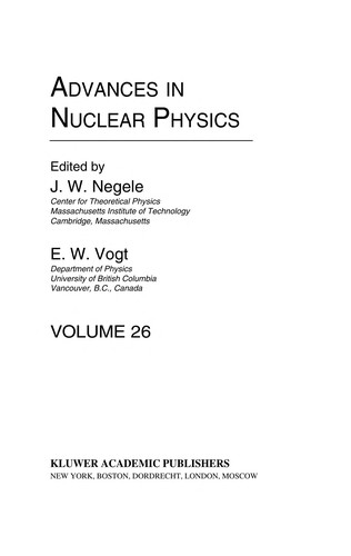 Cover for Advances in Nuclear Physics
