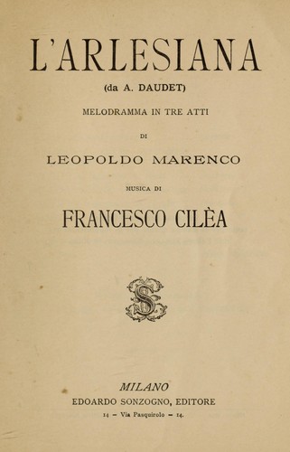 Cover for L'Arlesiana, da A. Daudet