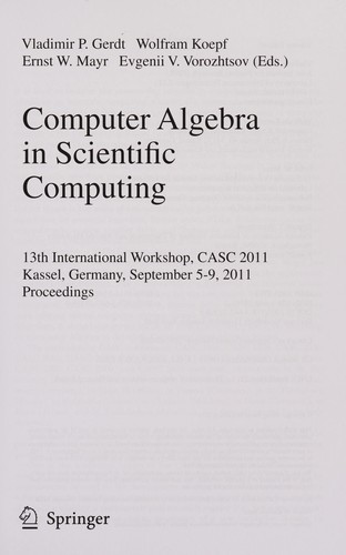 Cover for Computer Algebra in Scientific Computing
