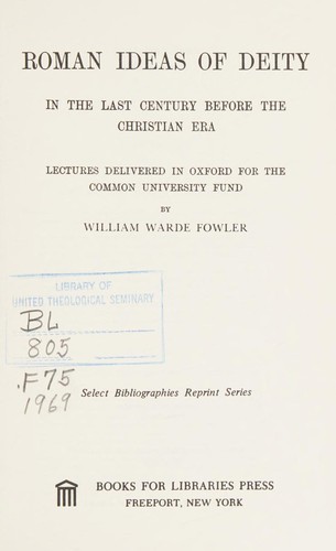 Cover for Roman ideas of Deity in the last century before the Christian era