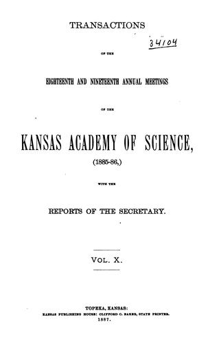 Cover for Transactions of the Annual Meetings of the Kansas Academy of Science