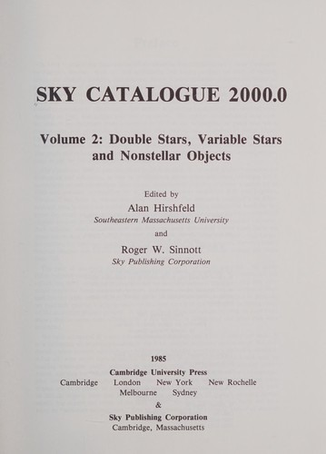 Cover for Sky catalogue 2000.0.