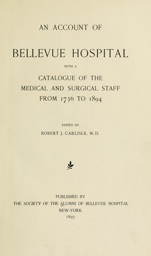 Cover for An account of Bellevue hospital