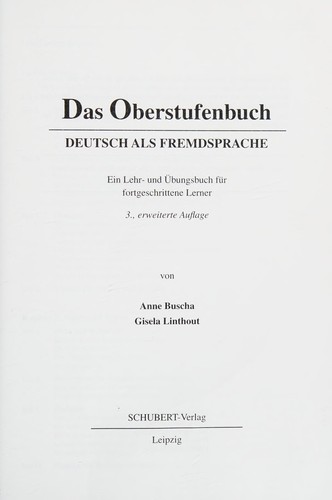 Cover for Das Oberstufenbuch Deutsch als Fremdsprache