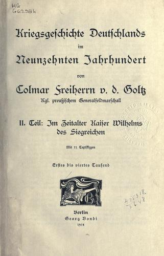 Cover for Kriegsgeschichte Deutschlands im neunzehnten Jahrhundert