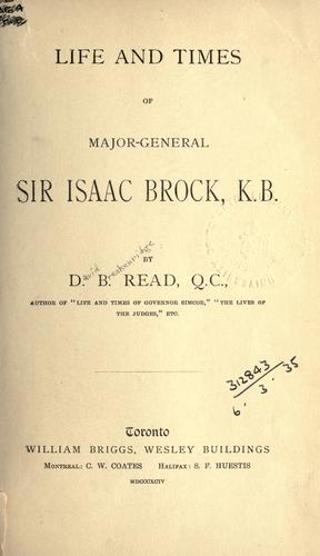 Cover for Life and times of Major-General Sir Isaac Brock, K.B.
