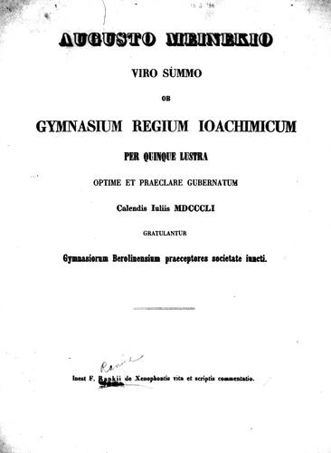 Cover for De Xenophontis vita et scriptis commentatio