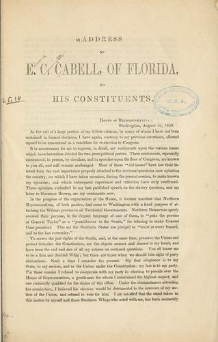 Cover for Address of E. C. Cabell