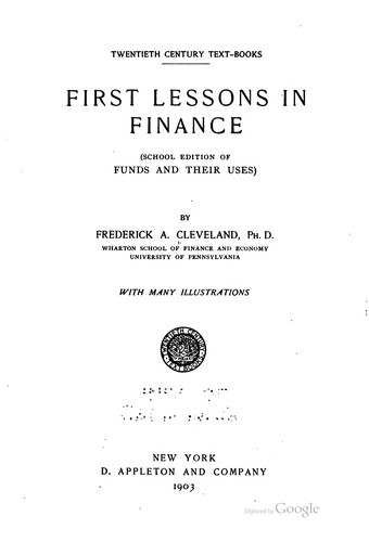 Cover for First Lessons in Finance: