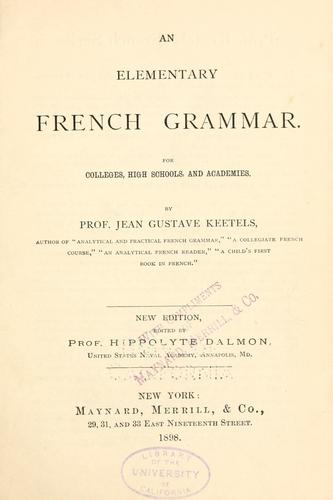 Cover for An elementary French grammar