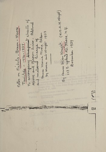 Cover for Notes on Nichols--Brown--Moore families--1776-1939