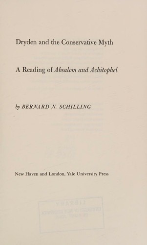 Cover for Dryden And The Conservative Myth