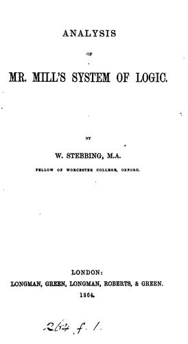 Cover for Analysis of Mr. Mill's System of Logic