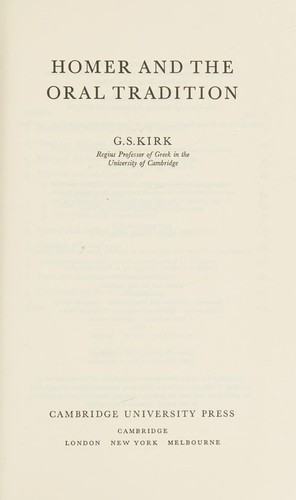 Cover for Homer and the Oral Tradition