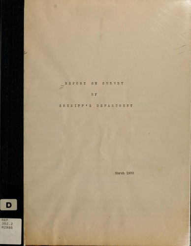 Cover for Report on survey of Sheriff's Department