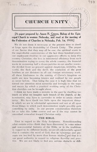 Cover for Church unity